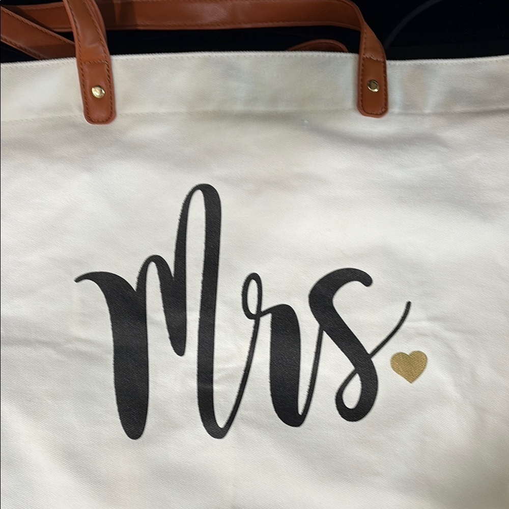 Bridal Tote bag- Cream and Gold 'Mrs' Tote Bag